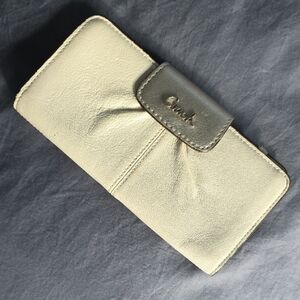 Coach Silver and Cream Leather Wallet